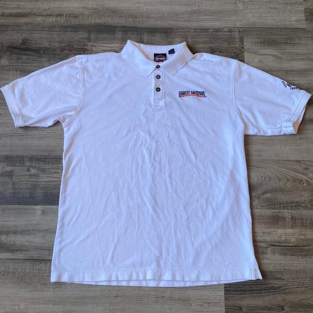 Vintage Harley Davidson Four Corners Knit Polo Men’s Size Large White